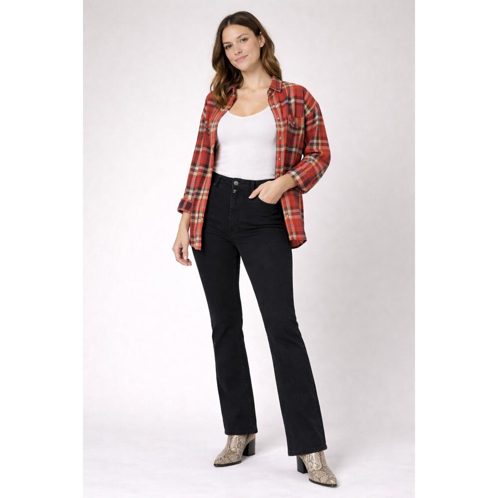 Old Navy Extra High Rise Kicker Bootcut Jeans Women’s 6 Black Denim Grunge